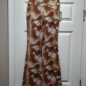 Brown and White Swirl Pattern Women's Pants